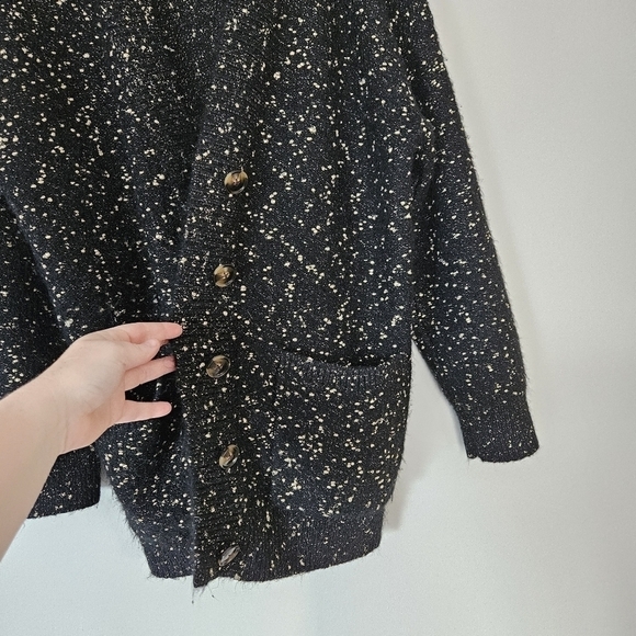 Ann Taylor black gold spackles chunky cardigan sweater size XL NO SIZE TAG - Picture 2 of 6